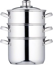 KitchenCraft 3 Tier Food Steamer Pan/Stock Pot in Gift Box, Induction Safe, Stainless Steel, 18 cm