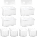 8 Pcs Storage Organizer Bins Wall Mounted Baskets, Clear Plastic Hanging Bins, Stackable Cabinet Door Organizers for Kitchen, Bathroom,Wall Refrigerator, Pantry