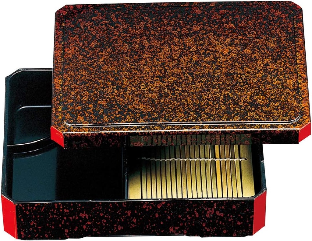 5-666-4+5+6 Buckwheat Plate, Brown, 8.7 x 6.7 x 0.8 inches (22 x 17 x 2 cm), Corner Kiri Tensoba Soba, Cello, Lid + Parent + Bamboo