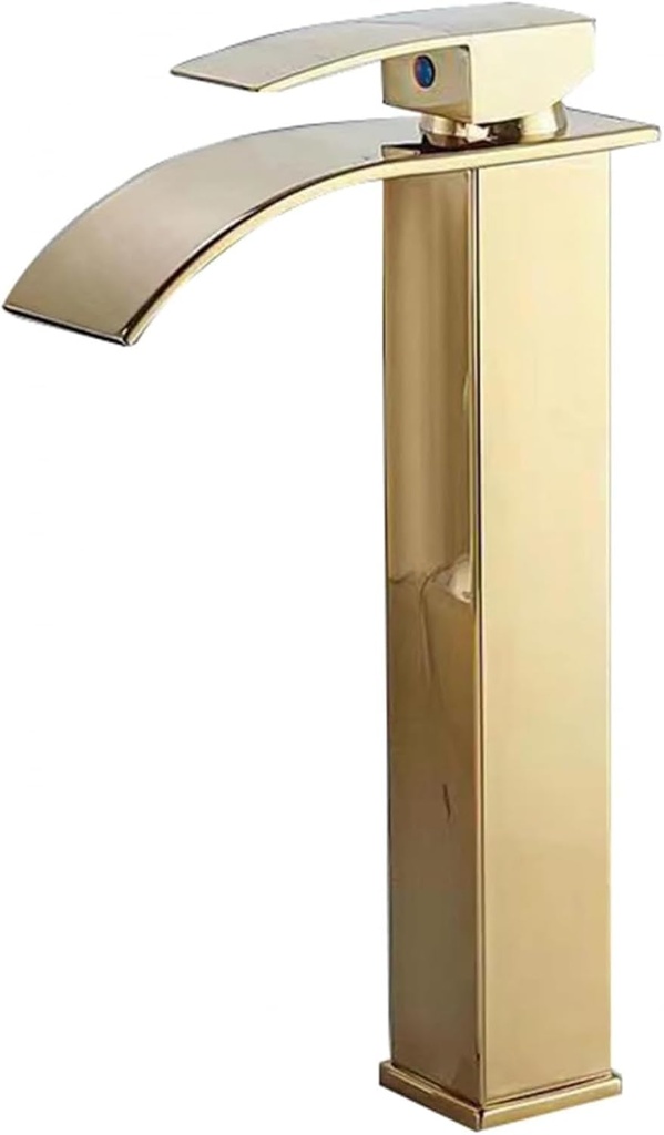 Tall Basin Faucet Hot and Cold Waterfall Bathroom Faucets Brass Single Lever Touch on Bathroom Sink Faucets-Gold(Gold)