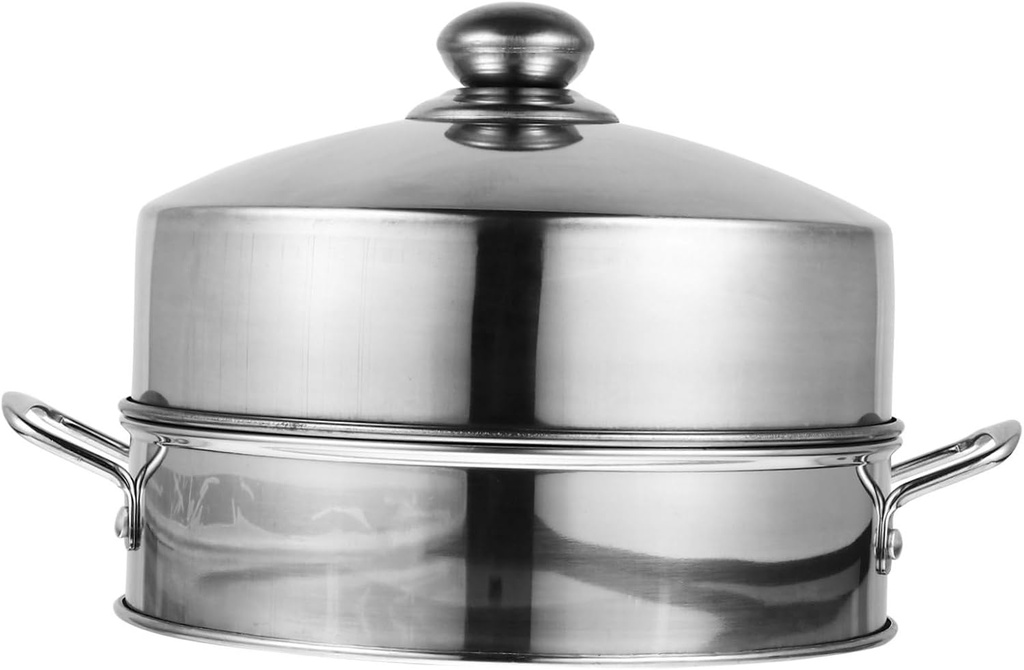 VOSAREA 1Set Stainless Steel Steamer Basket Practical Rustproof Food Steamer for Vegetables Dumplings More Easy to Clean with Lid for Enhanced Cooking Space