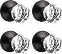 4 Pack Clear Crystal Door Knob, Inspired Decorative Oil Rubbed Bronze Door Knobs for Interior Doors, Unique Fancy Glass Dummy Knobs for Closets and Storerooms
