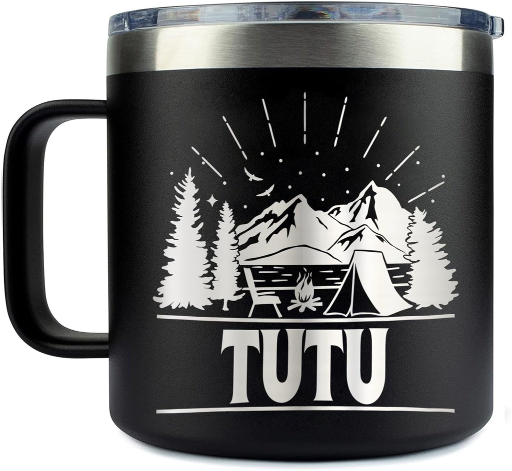 Tutu Camping Tumbler 14 Oz Coffee Mug - Tutu Tumbler - Tutu Camping Gifts - Fathers Day Gift - Tutu Mug - Birthday Gift Ideas For Tutu - Gifts For Campers Outdoors, 16oz, Transparent