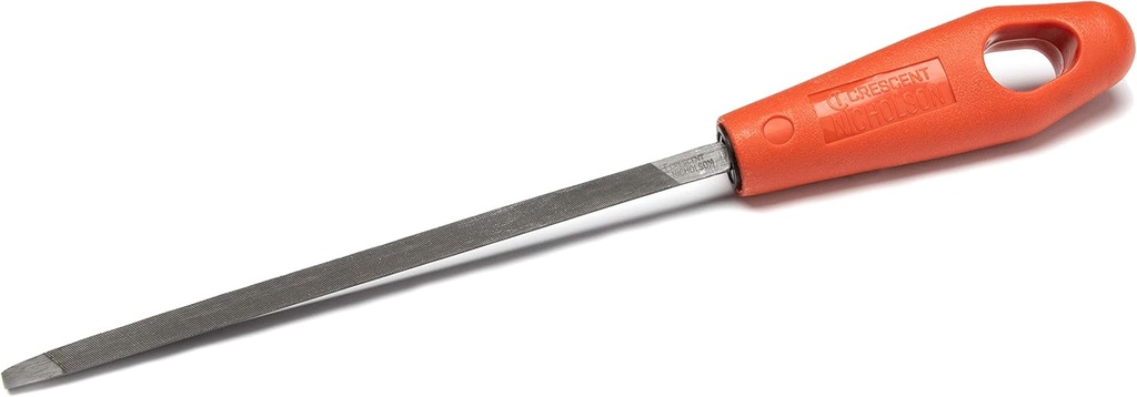 Nicholson 6" Triangle Single Cut Extra Slim Taper File with Red Handle - 21736NN