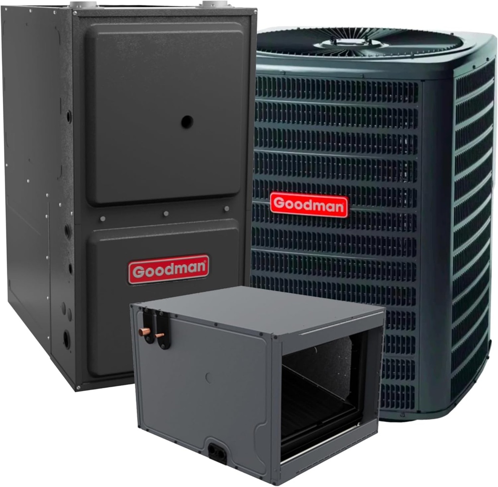 Goodman 4 TON 14 SEER2 Horizontal R-32 AC System with 96% AFUE 80k BTU Ultra-Low NOx furnace (GLXS4BA4810 condenser with GM9S960805CU furnace and CHPTA6030D3 coil)