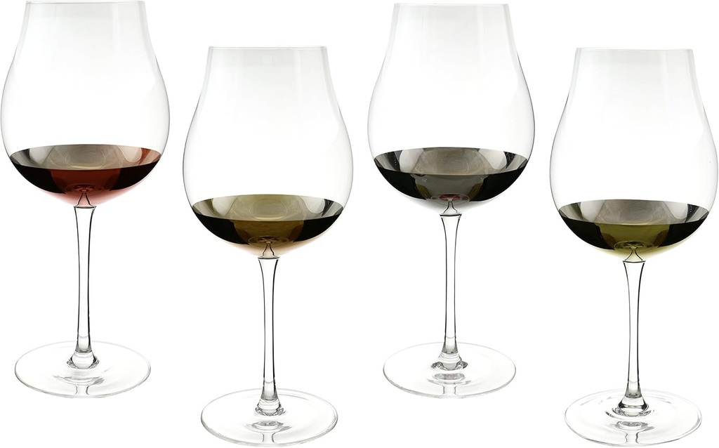 Tulip Wine Glass Goblets with Multi Metallic 26 oz. Accent Finish 9.5 Inches Tall 4 Piece Set