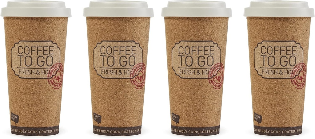 Life Story Corky Cup 16 Ounce Reusable Insulated Travel Coffee or Tea Mug with Spill Proof Lids and Cool to the Touch Exterior, (4 Pack)