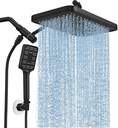 High Pressure Rain Shower Head with Handheld Spray Combo Set, Adjustable 12" Rainfall Dual Shower Head, Double&Tandem Shower Head, Waterfall Showerhead Bathroom -Matte Black