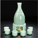 Sake Set of Cup Set Ceramic Cups Crafts Wine Glasses Celadon with Sake Warmer Gift Box Packaging 9 PCS