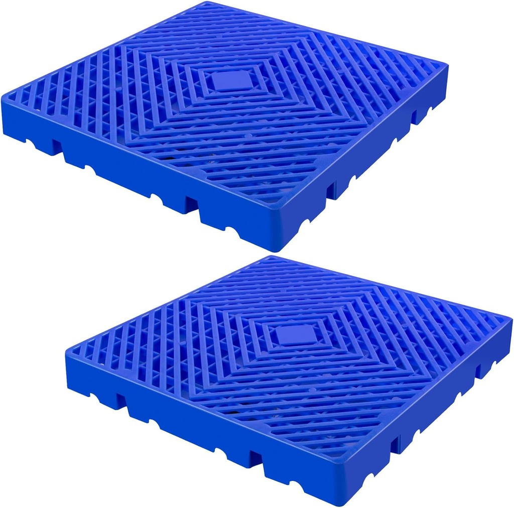 Plastic Pallets for Basement Storage Lightweight Plastic Pallets with Plastic Grate Nestable Plastic Pallets for Indoor and Outdoor Waterproof Storage (2pcs-15.74 * 15.74 * 1.96in)