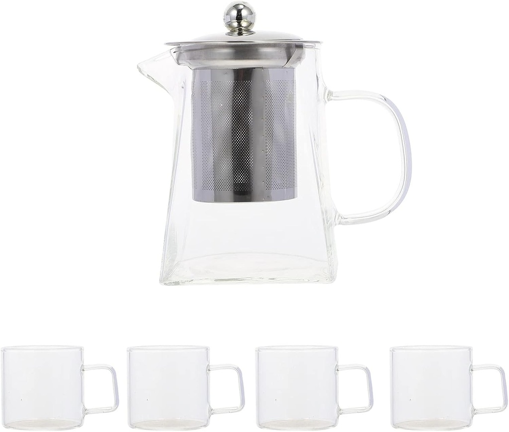 Teapot with Cups Elegant Tea Kettle for Brewing Loose Leaf and Tea Bags Convenient Filter Design for Sharing with