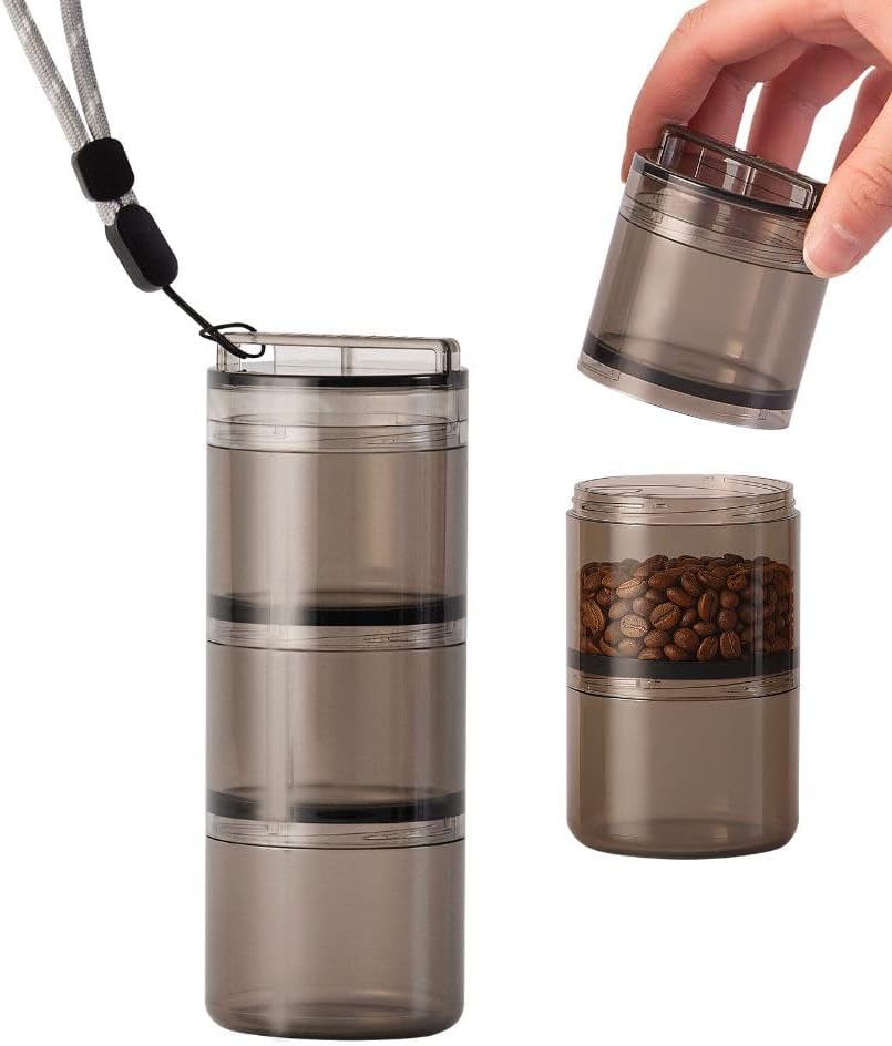 ANKOMN QuarterSeal X7 Airtight Modular Coffee Canister – Single Dose Coffee Bean Storage. Travel Coffee Grounds Container with UV-Protection for Backpacking or Camping. On-the-Go Coffee Accessories.