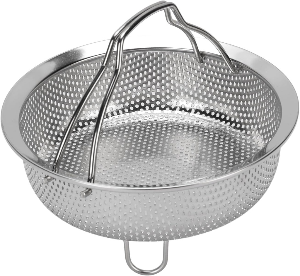 Steam Basket with Foldable Handle, Stainless Steel Steam Insert Steamer Basket Steam Rack Food Steaming Basket, Steamer Insert for Electric Rice Cooker Pot (stainless steel 2)