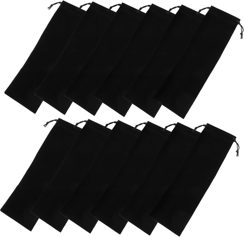 Baluue 12pcs Silverware Bags Drawstring Straw Pouch Chopsticks Storage Bag for Kitchen Counter Holder Organizer