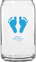 Personalized Color Printed Beer Can Glass - Baby Footprints - Blue - 144 pack