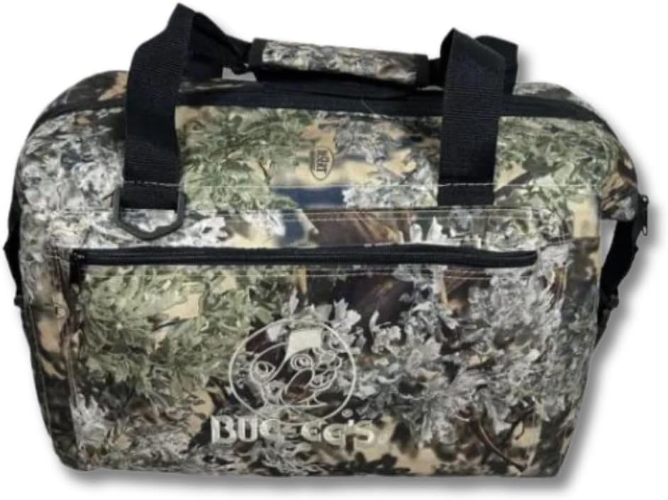 BUC-ee’s Soft Cooler Bag – Insulated Lunch Bag for Men & Women | Portable, Leakproof, Lightweight, Adjustable Shoulder Strap Tote Bag Organizer for Work, Travel, Camping & Beach (Camo, 24 Can)