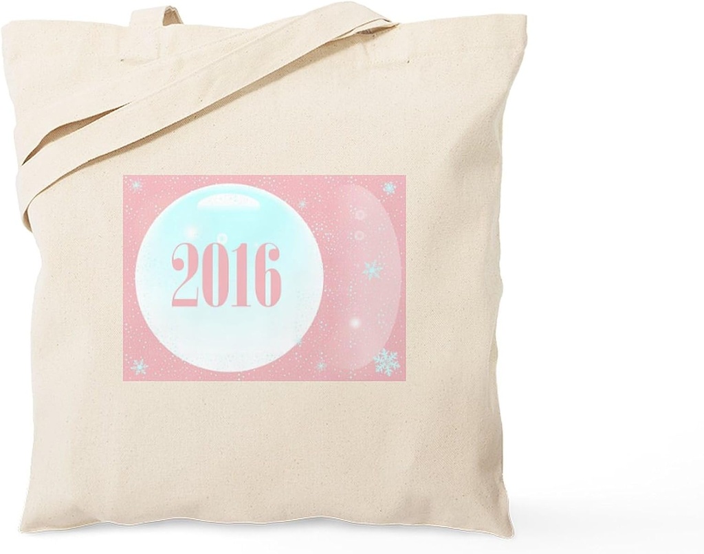 CafePress Pink New Year 2016 Reusable Natural Beige Canvas Shopping Bag