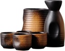 Japanese Ceramic Sake Set Warmer,Vintage Sake Cup Ceramic Japanese Sake Set,Traditional Retro Porcelain Crafts Sake Cup for Cold/Warm/Hot Sake/Shochu/Tea-Dinnerware E