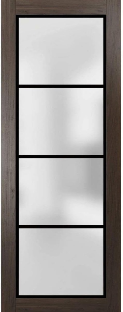 SARTODOORS Slab Barn Door Panel Frosted Glass | Planum 2132 Chocolate Ash | Sturdy Finished Doors | Pocket Closet Sliding-24 x 80"