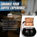 New York's Favorite Coffee - 6 Cup Pour Over Coffee Maker,Borosilicate Glass Carafe with Wooden Collar,Drip Coffee Brewer for Home & Office,Dishwasher Safe