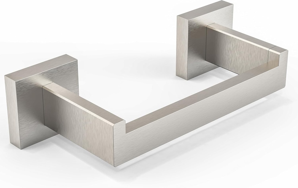 Brushed Nickel Toilet Paper Holder Wall Mount, Square Stainless Steel Rustproof Double Post Pivoting Tissue Roll Holder for Bathroom, Commercial Toilet Paper Dispenser, Sliver