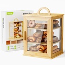 3-Tier Bread Box for Kitchen Countertop – Large Capacity Bread Storage for Homemade, Bamboo Farmhouse Counter Breadbox Organizer with Acrylic Window, Adjustable, Carry Handle