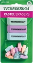 Ticonderoga Assorted Erasers, Pastel Colors, 15 Count