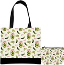 Aesthetic Tote Bag for Women- Vintage Zipper Makeup Bag Cloth Cotton Canvas Tote Bags