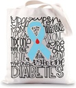 JNIAP Diabetes Warrior Tote Bag Diabetes Survivor Gift Diabetes Awareness Type 1 Gift T1D Blue Ribbon Shoulder Bag