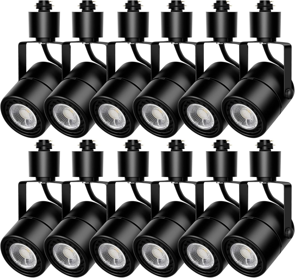10W Track Lighting Heads,4000K Cool White Dimmable Bright LED Track Lighting Fixtures,120V Linear Track Light H Type-CRI90+ 24° 1000lm - 12 Pack (Black)
