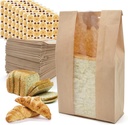200 PACK Large Paper Bread Bags, Paper Bakery Bags Kraft Paper Bread Loaf Bags with Transparent Window Including Label Seal Sticker for Homemade Bread (9.05x4.72x1.97 Inch)