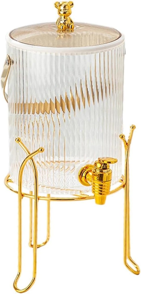 3.5L Drink Dispenser with Tap, Acrylic Fruit Teapot Bucket for Household, Drink Pitcher with Spout, Juice Beverage Dispenser Jug, Ideal for Outdoor Picnic BBQ Parties and More(Color:Gold)