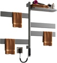 Rotatable Electric Towel Warmer with Shelf,2-3 Minutes to 131°F,Plug-in/Hard-Wired Wall Mounted Towel Rack with Timer and Multi-Stage Temperature Regulation,Grey