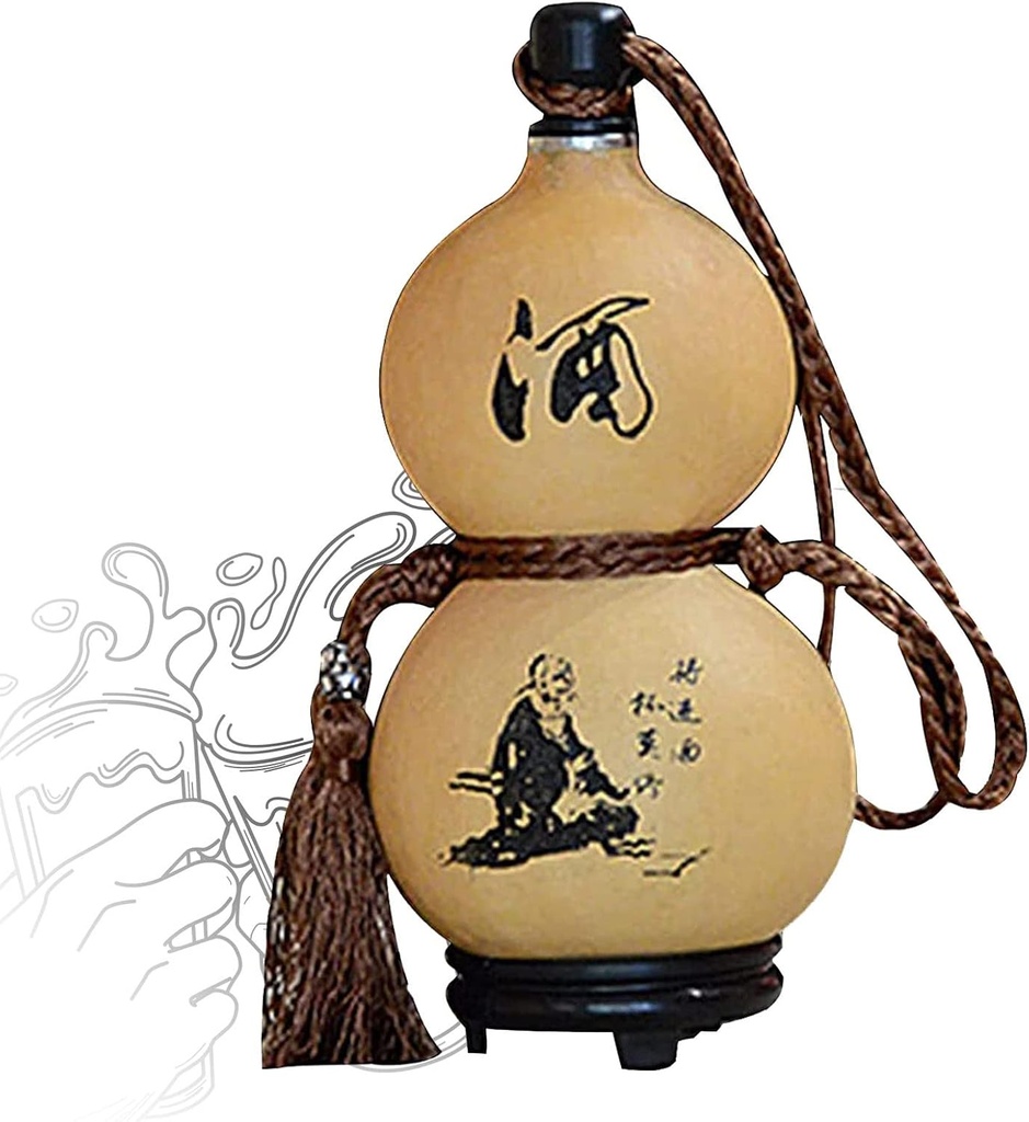 Natural ​Gourd Hip Flask, Sake Gourd, High Capacity Wine Water Bottle, Beeswax Anti-Seepage, Easy to Clean, Home Decoration (Size : 750ml)