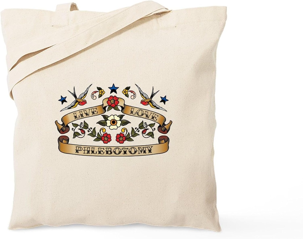 CafePress Live Love Phlebotomy Tote Bag Reusable Natural Beige Canvas Shopping Bag