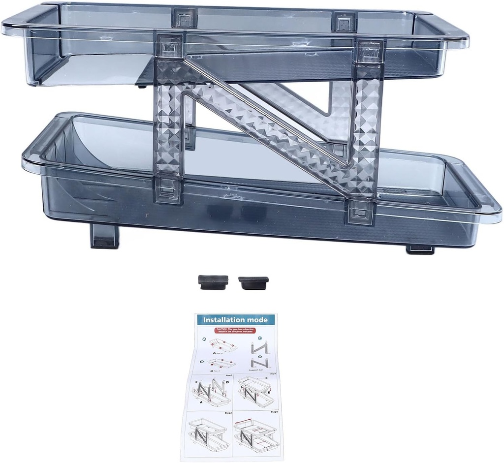 Jeanoko 1PCS 2 Tier Auto Rolling Can Dispenser, Soda Can Rack, Refrigerator Organizer Storage, Adjustable Width for Fridge with Open Design for Quick Cooling, Blue