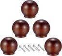 5PCS Round Wooden Drawer Knobs Cabinet Knobs with Hardware,Dresser Furniture Drawers Knobs,Cabinet Pulls Handles for Drawer Wardrobe Dresser Cupboard (Walnut)