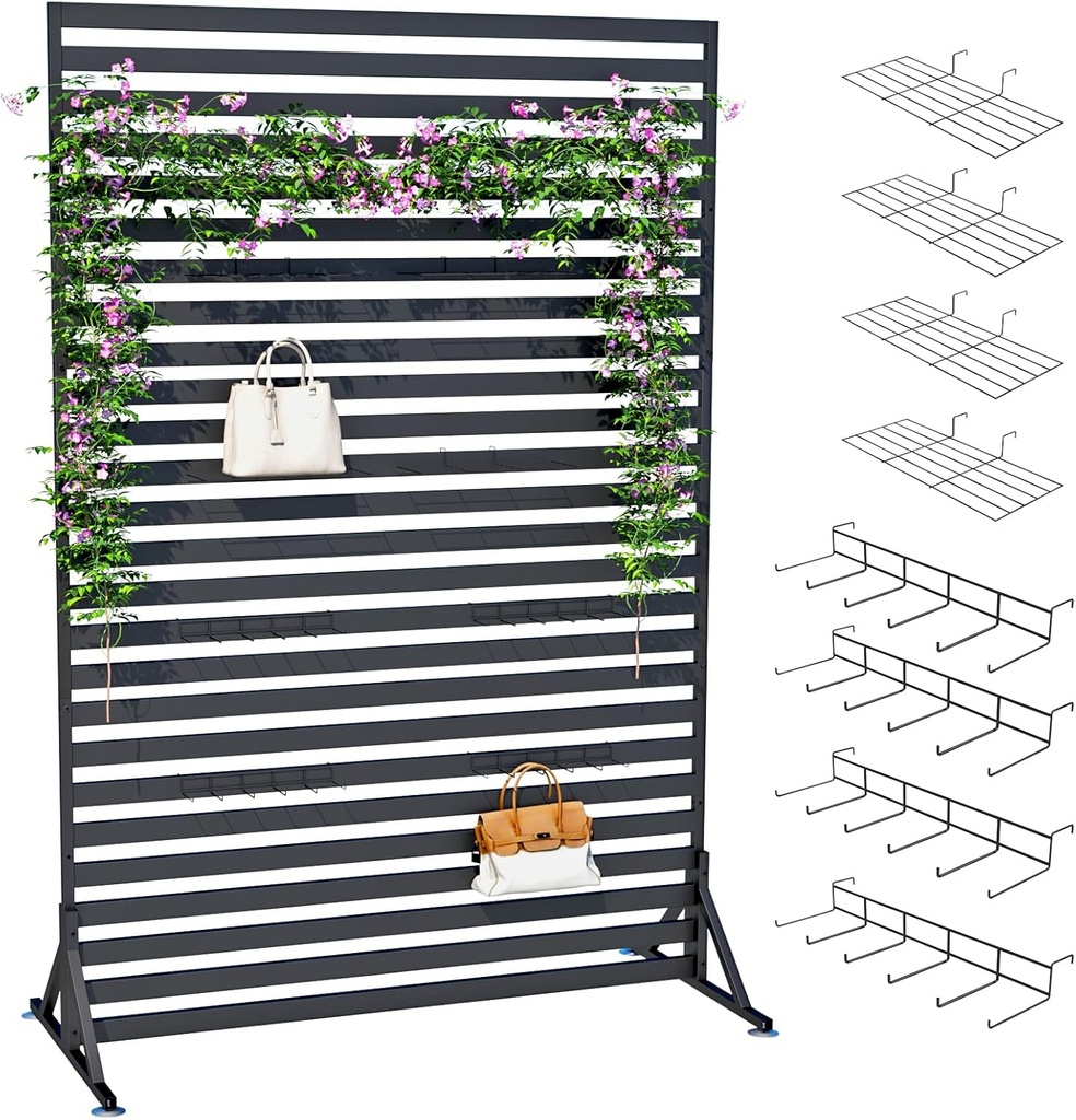47"x70" Metal Privacy Screen for Outdoor & Indoor Use - Freestanding Floor or Ground Insert Design, Garden Privacy Fence for Lawn, Yard, Patio, Deck, Balcony