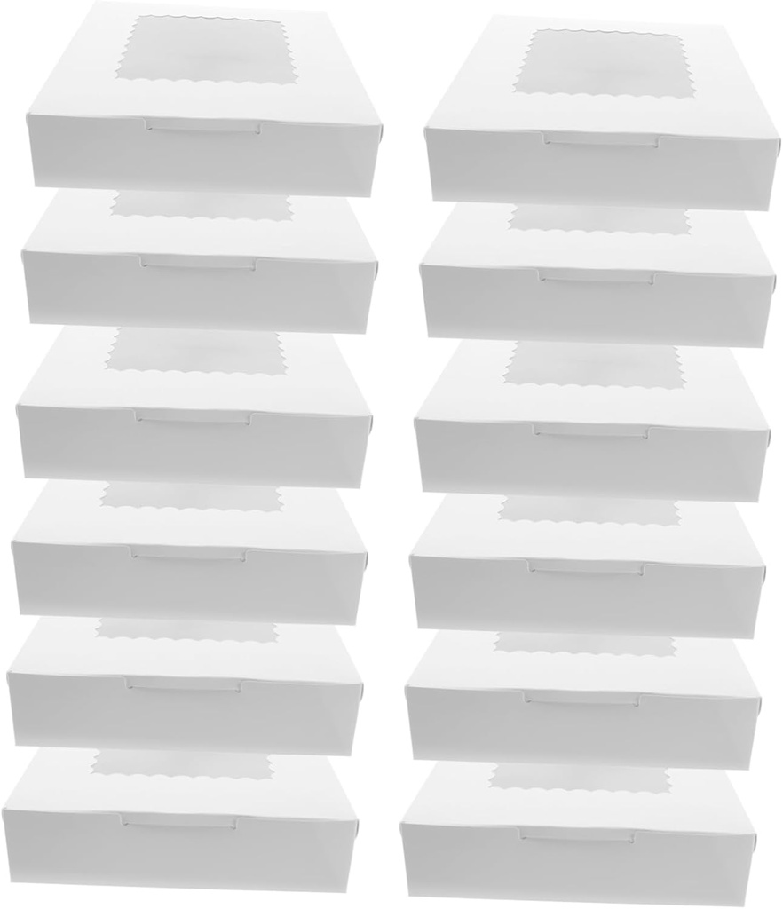 Alipis 12pcs Cake Packaging Boxes Window Cupcake Storage Containers Cake Boards Bakery Boxes for Birthday Wedding and Party Treats