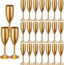 24pcs Amber Champagne Flutes,6OZ Acrylic Champagne Glasses Plastic Goblets Wine Mimosa Glasses Wedding Toasting Shatterproof Reusable Vintage Champagne Flute Drinking Cups for Bridal Christmas Party