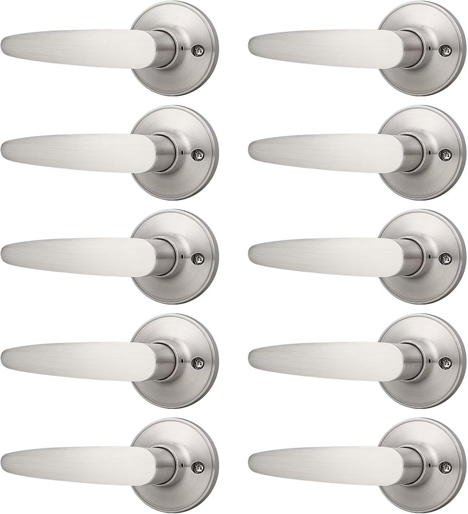 Probrico (10 Pack Door Hardware Dummy Lever Door Handles for Closets,Single Side Individual Door Lever in Satin Nickel