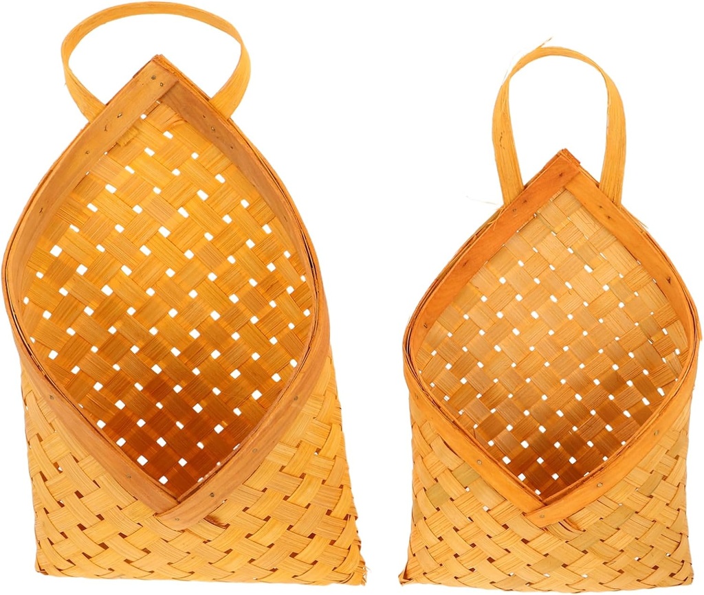 Totority 2pcs Handwoven Wall Basket Versatile Hanging Storage for Mail Fruits and Vegetables for Kitchen Balcony and Rustic Home Decor