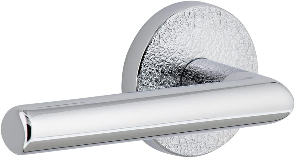 Viaggio Circolo Leather Rosette Privacy with Moderno Lever in Bright Chrome - Right Handed