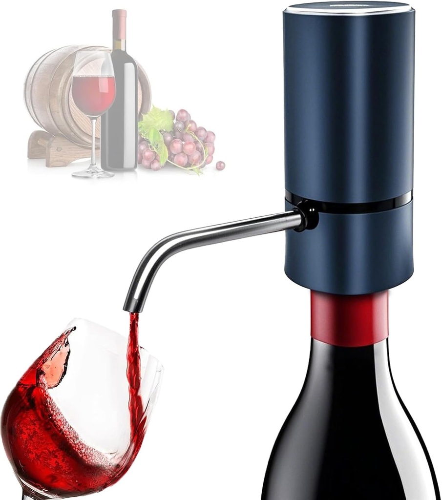 Electric Wine Dispenser, Aerator, Pourer & Vacuum Wine Pump, Portable One Button Automatic Wine Aerator for Quick decanting, Improving Wine Taste & Aroma, Gifts for Men & Women Wine Lovers (Blue)