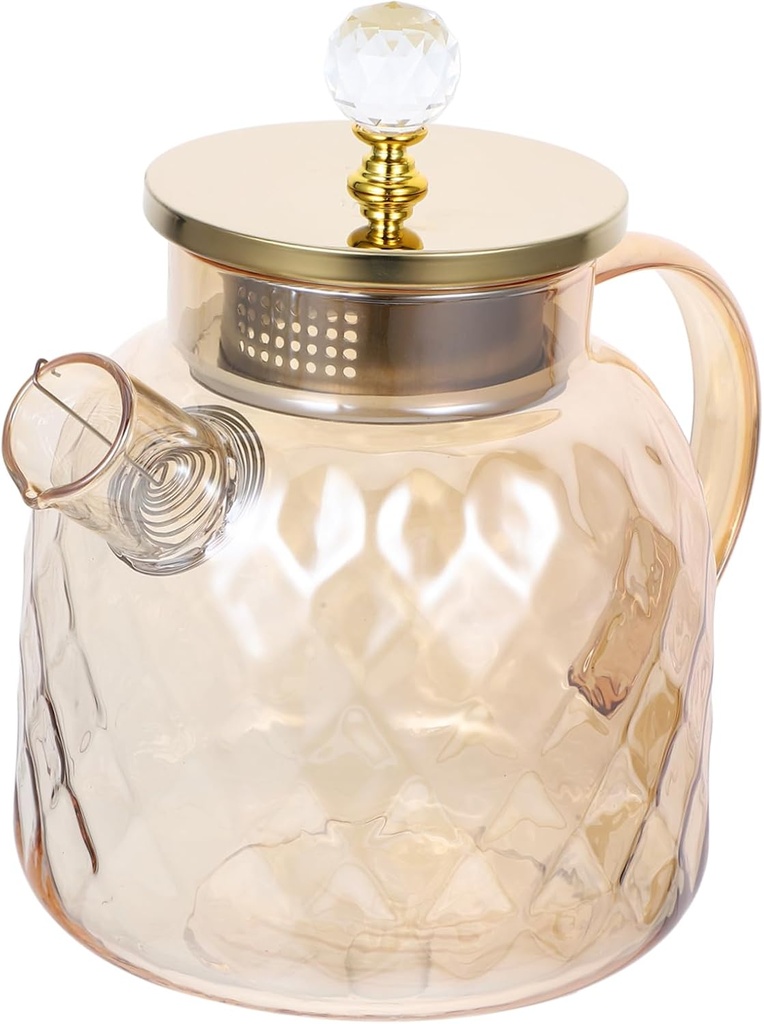 Amber High Borosilicate Glass Pitcher Large Capacity Water Jug with Lid and Thickened Handle Household Glass Water Container for Iced Tea Juice Cold and Hot Drinks Easy to Clean