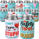 Nurses Week Gifts Bulk 2025-12 Packs Funny Nursing Day Can Coolers Sleeves for Women Men Nurse Appreciation Week Gifts Graduation Rn Themed Party Decorations Supplies Favors