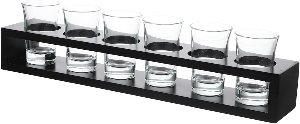 Wine Tumbler Set Cups for Bar Restaurant Kitchen Glass Cup Wood Rack Easy Clean