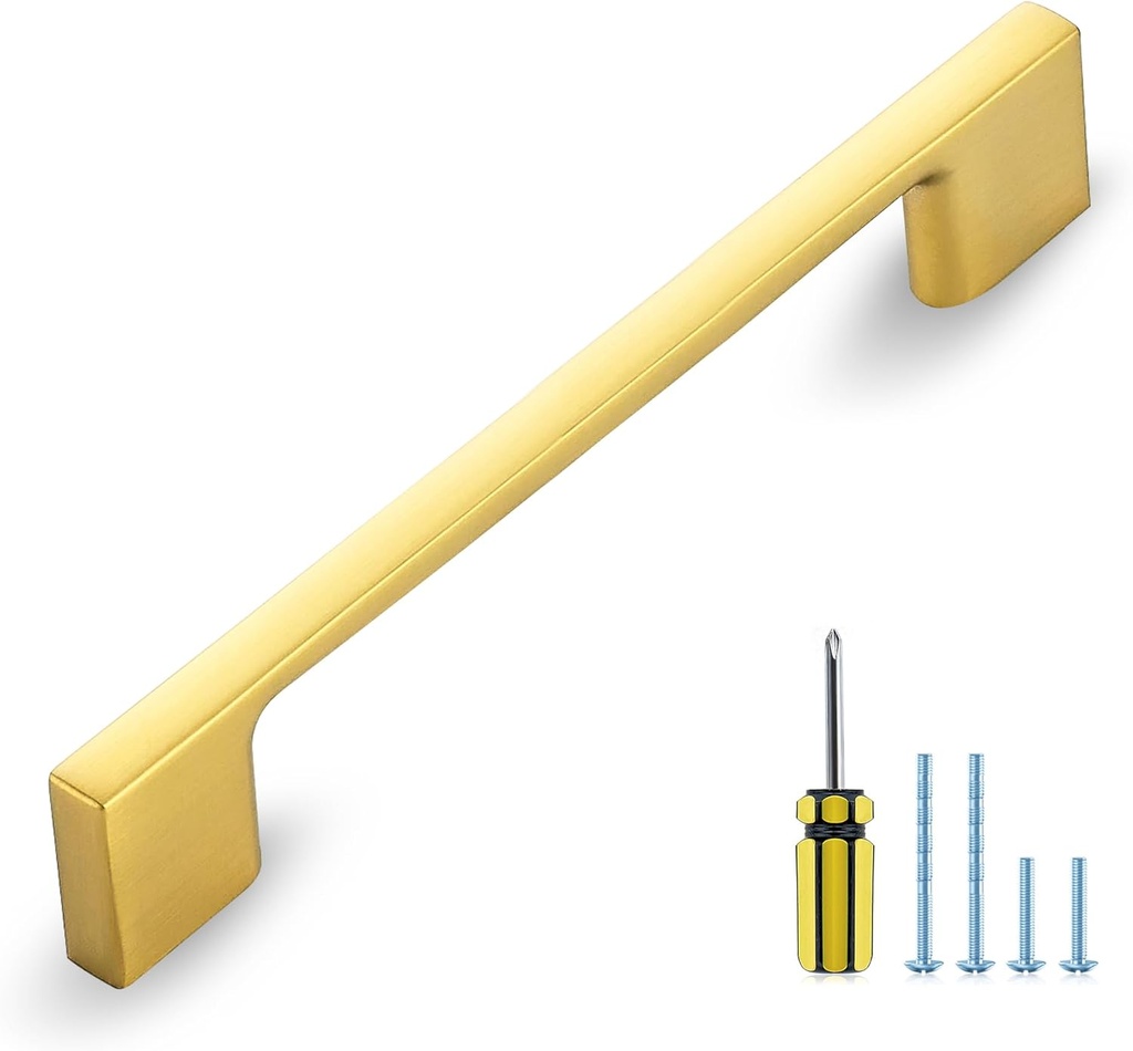 Ravinte 10 Pack Solid Square Cabinet Handles 5 Inch Hole Center Gold Kitchen Hardware Drawer Pulls Kitchen Cabinet Pulls