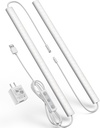 Plug-in Under Cabinet Lighting, Dimmable Counter Lights for Kitchen, 2pcs 12 Inch, Cold White 6000K Linkable USB Led Closet Light, Wired Indoor Night Lights Bar for Desk, Sink,Workbench