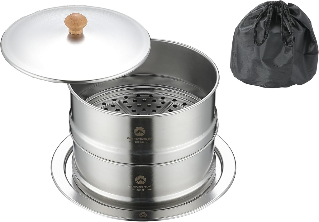 CAMPINGMOON Φ6.1'' Stainless Steel Double-layer Steamer for Diameter 5.9" to 7.7" cookers S363-2S